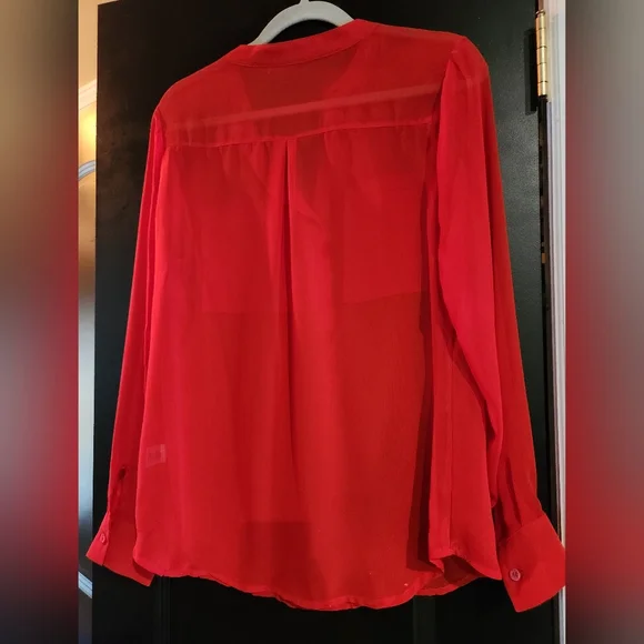 a.n.a. Red Sheer Blouse - Picture 5 of 7